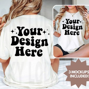 Front and Back Bella Canvas 3001 Natural Mockup, Backside Mockup, Front Back Mockup 3001, 3001 Natural Mock Up, Model Mockup, Back of Shirt
