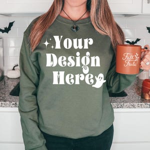 Gildan 18000 Military Green Mockup, Military Green Sweatshirt Mockup, Gildan 18000 Mockup, Model Mockup, Fall Mockup, Halloween Mockup,