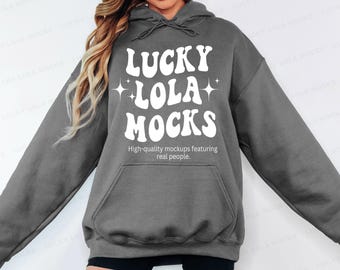 Gildan 18500 Charcoal Mockup, Gildan 18500 Hoodie Mockup, Charcoal Hoodie 18500, 18500 Gildan Model, Hoodie Mockup Gildan