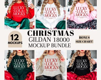 Gildan 18000 Christmas Mockup Bundle, Gildan 18000 Mockup, Sweatshirt Mockup, Gildan 18000 Bundle, 18000 Christmas Mockup, Real Model Mockup