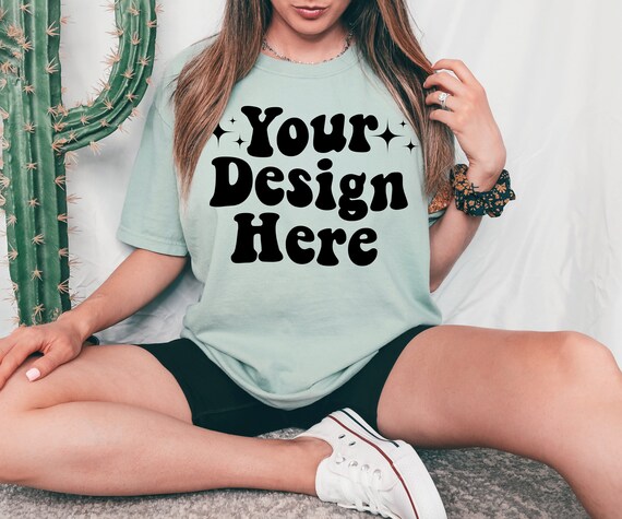 Comfort Colors C1717 Bay Shirt Mockup, Comfort Colors Bay Mockup, Model Mockup, Boho Mockup, Oversized Mockup, Bay Tshirt Mockup