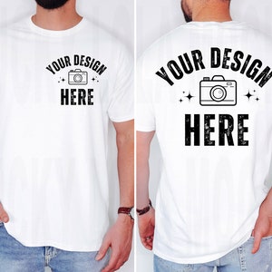 Front and Back Gildan 5000 Mockup, Gildan 5000 Mockup Men, Gildan 5000 White Mockup, Gildan 5000 Mock Up, White Shirt Mock Up, Front Back
