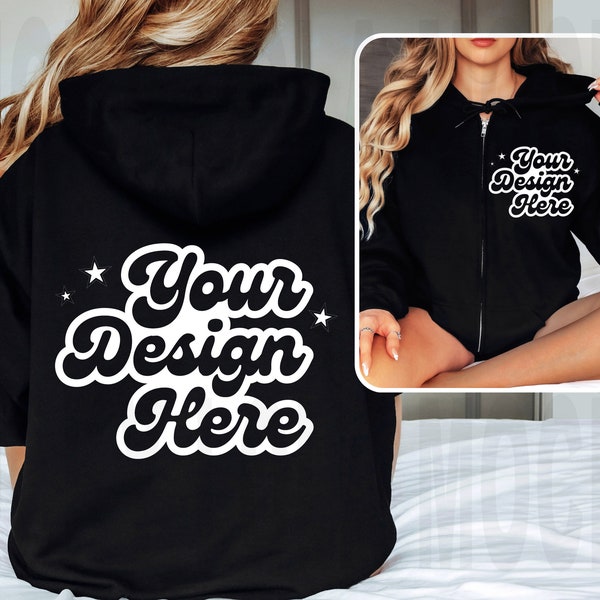 18600 Mockup Front and Back, Gildan 18600 Black Mockup, 18600 Mockup, Gildan Zip Hoodie Mockup, Gildan Zip Up Mock Up, Zip Up Hoodie Mockup