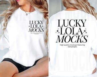 Front and Back Gildan 18000 Mockup, Backside Mockup, Front Back Mockup, Gildan White Sweatshirt Mockup, Oversized Mockup, Model Mockup