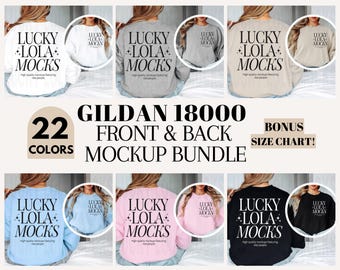 Gildan 18000 Front Back Mockup Bundle, Front and Back Gildan Mockups, Gildan 18000 Mockup Bundle, Gildan G180 Mockup Front and Back