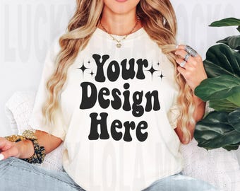 Comfort Colors 1717 Ivory Mockup, Ivory Shirt Mockup, C1717 Ivory Mockup, Model Mockup, Oversized Shirt Mockup, T-Shirt Mockup