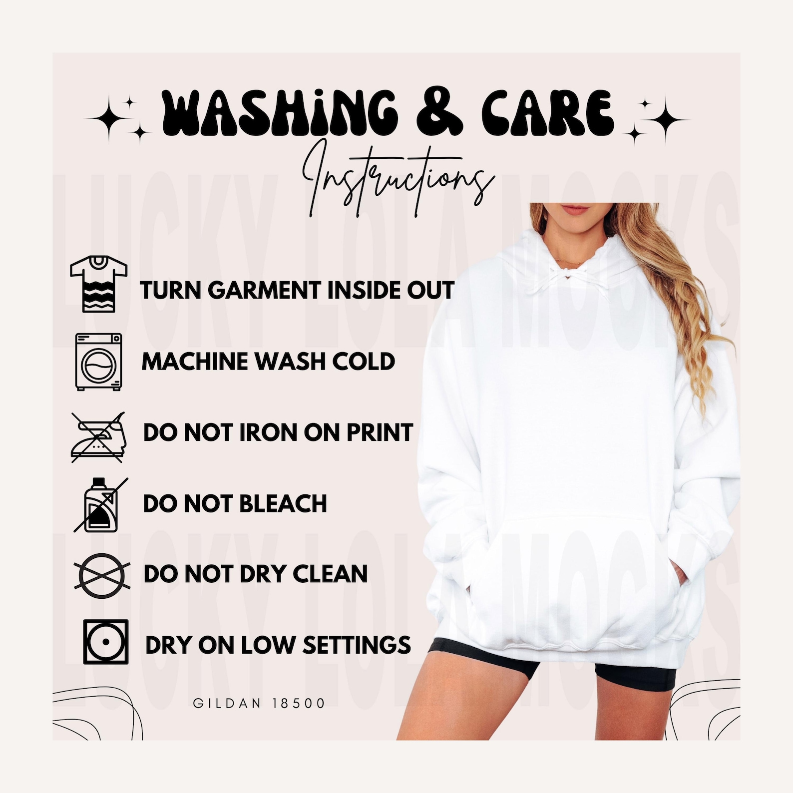 Editable Washing Instructions Chart Bundle, Care Instructions, Bella ...