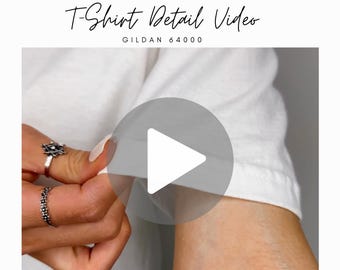 Detailed Gildan 64000 Video Mockup of Fabric & Neckline, Real Model and Product, No ai