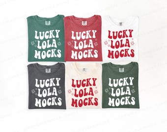 Comfort Colors 1717 Christmas Group Mockup, Multiple Shirt, 1717 Christmas mockup, Comfort Colors Matching Mockup, Christmas Flat Lay Mockup