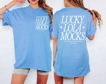 Gildan 5000 Carolina Blue Front and Back Mockup, Gildan 5000 Mockup, Shirt Back Mock Up, Back Shirt Mockup, Front Back Mockup Tshirt
