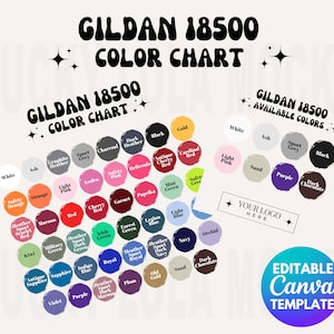 Carta de colores Editable Gildan 18500, Carta de colores Gildan, Carta de colores con capucha Gildan, Maqueta de carta de colores, Maqueta Gildan, Maqueta Gildan 18500