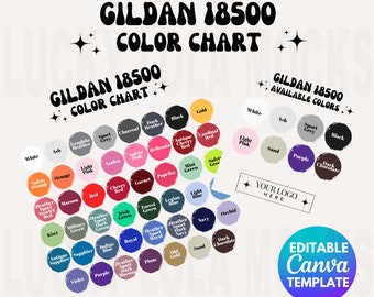 Editable Gildan 18500 Color Chart, Gildan Color Chart, Gildan Hoodie  Color Chart, Color Chart Mockup, Gildan Mockup, Gildan 18500 Mockup