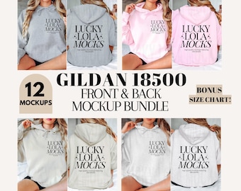 Front and Back Gildan 18500 Mockup Bundle, Hoodie Mockup Bundle, Gildan Hoodie Mockup, 18500 Mockup, Model Mockup, 18500 Front and Back