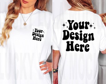 Comfort Colors 6030 White Pocket Mockup, Comfort Colors 6030 Mockup, Front and Back Mockup, Pocket Shirt Mockup, 6030 White Mockup