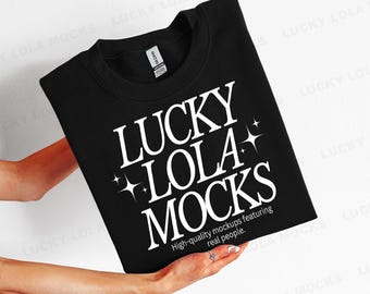 Gildan 18000 Black Mockup, Folded Gildan 18000 Mockup, Folded Sweatshirt Mockup, Gildan Sweatshirt Flat Lay, 18000 Flatlay Mockup