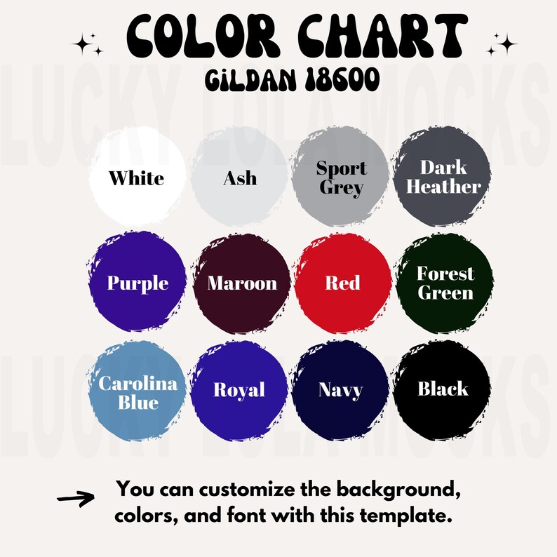Editable Gildan 18600 Color Chart, 18600 Mockup, Gildan Zip Hoodie ...