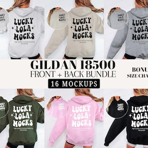 Gildan 18500 Front and Back Hoodie Mockup Bundle, Hoodie Mockup Gildan 18500, Gildan Hoodie, 18500 Front and Back, Front Back Model Mockup