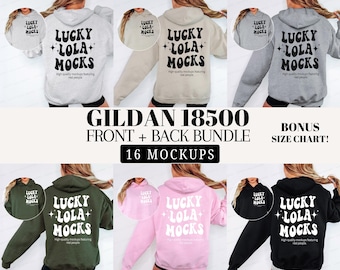 Gildan 18500 Front and Back Hoodie Mockup Bundle, Hoodie Mockup Gildan 18500, Gildan Hoodie, 18500 Front and Back, Front Back Model Mockup
