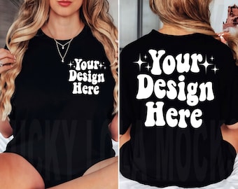 Gildan 5000 Front and Back Mockup, Gildan 5000 Black Mockup, Black Shirt Back Mock Up, Back Shirt Mockup, Front Back Mockup Tshirt