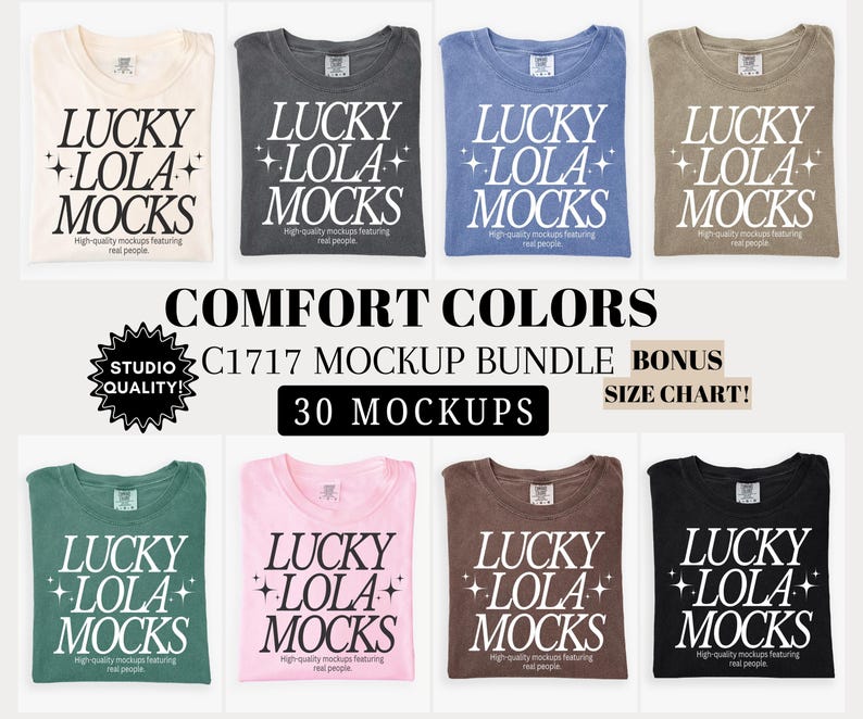 Pacchetto di mockup Comfort Colors 1717, 1717 Flat Lay Mockup, Pacchetto di mockup c1717, Pacchetto di mockup Comfort Colors Flat Lay, 1717 Mockup immagine 1