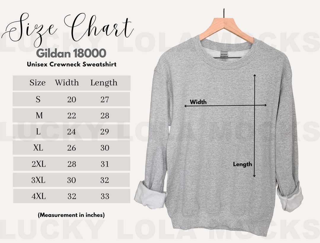 Gildan 18000 Size Chart, Gildan Sweatshirt Size Chart, Gildan Size