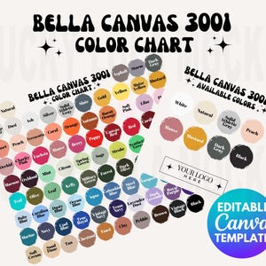 Editable Bella Canvas 3001 Color Chart, Bella Canvas Color Chart, Bella Canvas Mockup, Editable Color Chart, Bella Canvas 3001 Mockup