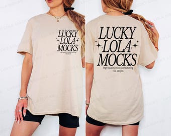 Mockup fronte e retro Gildan 5000 Sand, Mockup Gildan 5000 Sand, Mockup retro maglietta, Mockup retro maglietta, Mockup fronte retro maglietta, 5000 Sand
