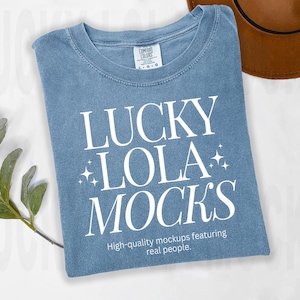 Comfort Colors 1717 Ice Blue Mockup, 1717 Flat Lay Mockup, Comfort Colors Flat Lay Mockup, 1717 Flatlay Mockup, Comfort Colors Folded Mockup