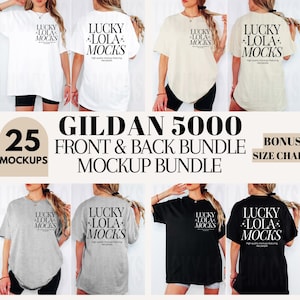 Gildan 5000 Mockup Front and Back Bundle, Gildan 5000 Mockup, Gildan 5000 Bundle, Gildan Shirt Mockup Bundle, Front and Back Mockup