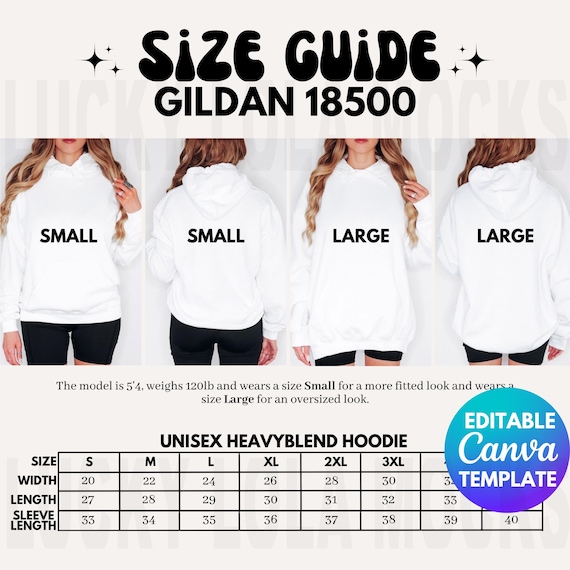 Gildan 18500 Size Chart, Oversized Size Chart, Gildan Hoodie Size