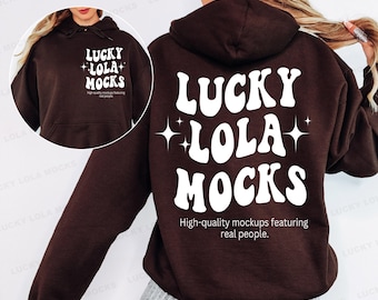 Vorder- und Rückseite Gildan 18500 Dark Chocolate, Gildan 18500 Hoodie-Mockup, Hoodie-Mockup Gildan, Dark Chocolate Gildan 18500, Vorder- und Rückseiten-Mockup