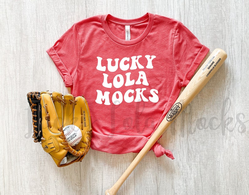 Bella Canvas 3001 Heather Red Mockup, Baseball Shirt Mockup, Bella Canvas 3001 Mockup, Heather Red T Shirt Mockup, Flatlay Mockup, image 1