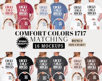 Pacote de Mockups Comfort Colors 1717 para Casais, c1717 Mockup Frente e Verso, Produtos e Modelos Reais, 16 Mockups