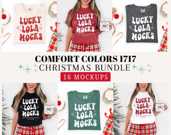 Comfort Colors 1717 Christmas Mockup Bundle, C1717 Christmas Flatlay, Model Mockup, Christmas 1717 Mock Up Bundle, 1717 Flat Lay Bundle