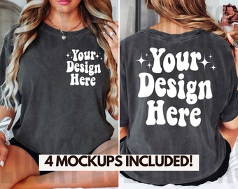 Front and Back Comfort Colors Pepper Mockup, Back Mockup, Front Back Mockup, C1717 Pepper T Shirt Mock Up, Oversized Mockup, Model Mockup