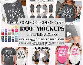 Lifetime Access Comfort Colors 1717-modelbundel, Comfort Colors Whole Shop, videomaattabellen, mock-ups, platliggend, kleurenkaarten