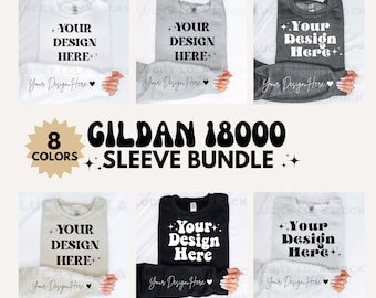 Gildan 18000 Sleeve Mockup Bundle, Sweatshirt Sleeve Mockup, Sweatshirt Mockup With Sleeve, Gildan Sleeve Mockup, Sleeve Print Mockup