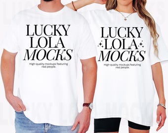 Gildan 5000 White Mockup, Gildan 5000 Mockup, Matching Mockup, Model Mockup, Couples Mockup, White Shirt Mockup, G5000 Shirt Mockup