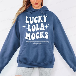 Gildan 18500 Indigo Blue Mockup, Gildan 18500 Hoodie Mockup, Indigo Blue Hoodie 18500, 18500 Gildan Model, Hoodie Mockup Gildan