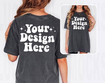 Front and Back Comfort Colors Pepper Mockup, Back Mockup, Front Back Mockup, C1717 Pepper T Shirt Mock Up, Oversized Mockup, Model Mockup