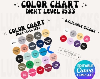 Op de afbeelding: Kleurenkaart met een verscheidenheid aan kleuren, waaronder wit, zwart, rood, blauw, groen en paars. De kaart is gelabeld "Color Chart Next Level 1533".