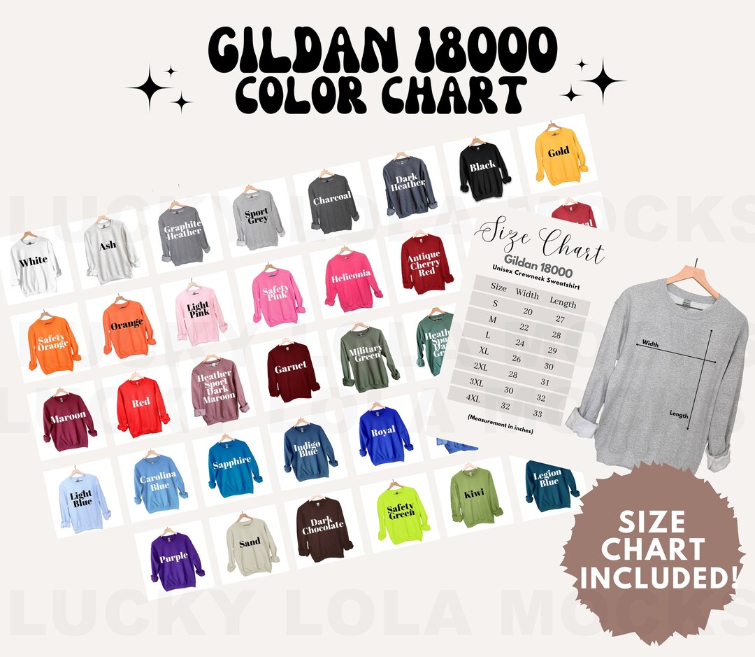 Gildan 18000 color chart gildan color chart gildan sweatshirt color