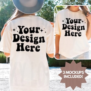 Front and Back Comfort Colors 1717, Comfort Colors Ivory Mockup, Front Back Mock Up, Back of Shirt Mockup, Front and Back Shirt Mockup