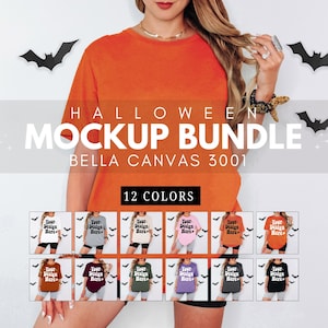 Bella Canvas 3001 Halloween Mockup Bundle, Bella Canvas 3001 Fall Mockup, 3001 Mockup Bundle, 3001 Model Mock Up, Spooky Mockup Bella Canvas