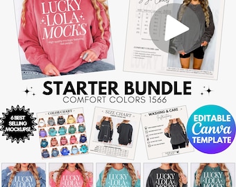 Comfort Colors 1566 Video Starter Bundle, Comfort Colors Starter Mockup, Comfort Colors 1666 Color Chart, 1566 Video Size Chart, 1566 Bundle