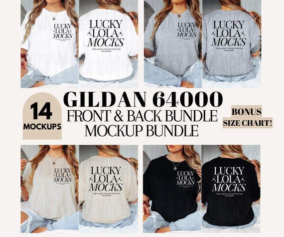 Front and Back Gildan 64000 Mockup Bundle, Gildan 64000 Mockup, Back of Shirt Mockup, 64000 Gildan Mockup, Front and Back Mockup, Front Back