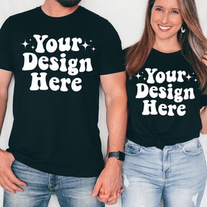Bella Canvas 3001 Couple Mockup, 3001 Black Mockup, Model Mockup, Couples Tshirt Mockup, Matching Mockup, Men and Women Mockups