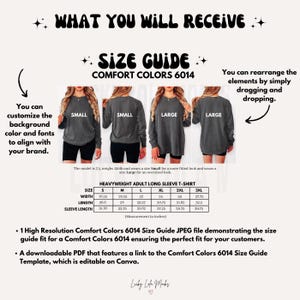 Editable Comfort Colors 6014 Size Chart, Oversized Comfort Colors 6014 ...