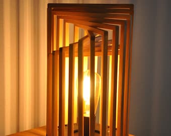 WOODEN LAMP - bedside lamp, geometric lamp, Scandinavian, Nordic