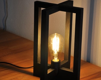 WOODEN LAMP - Table lamp, bedside lamp - industrial style